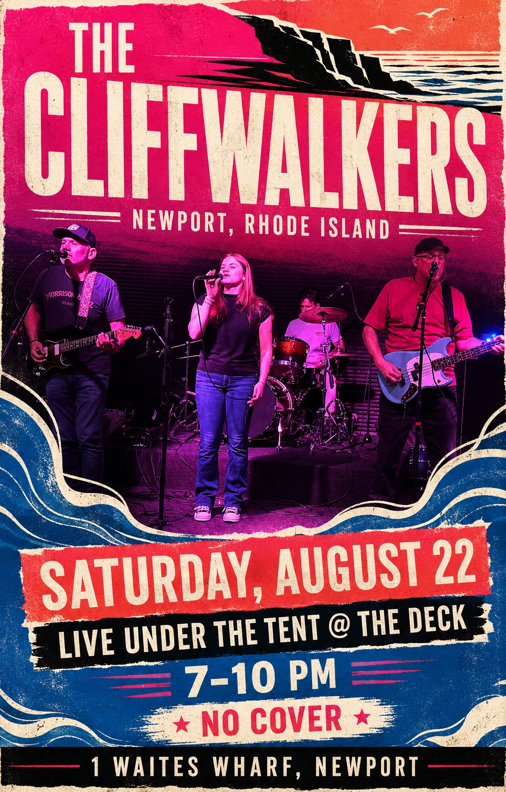Poster for The Cliffwalkers at The Deck on August 22
